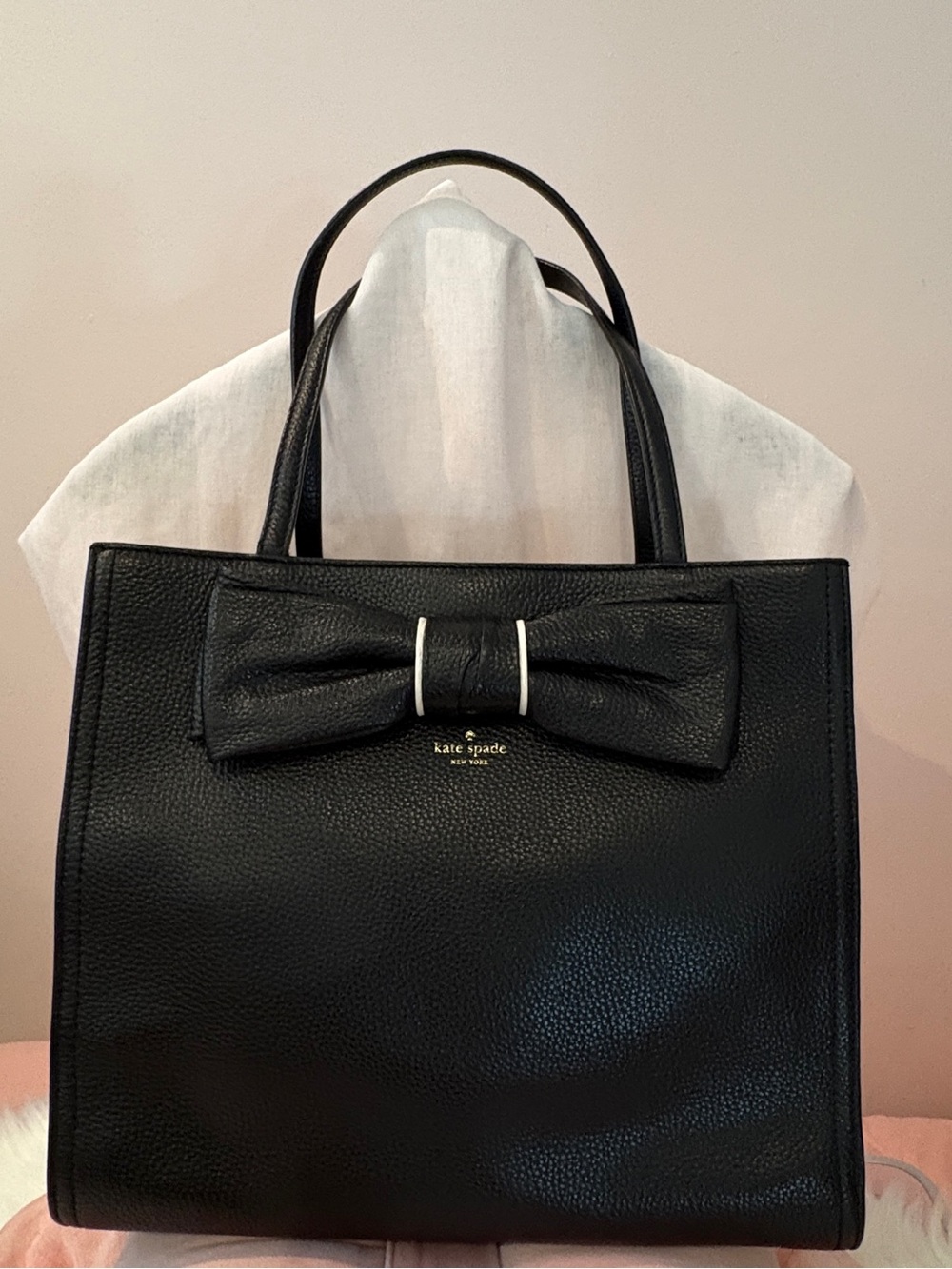 kate spade Black Pebbled Leather Bow Tote